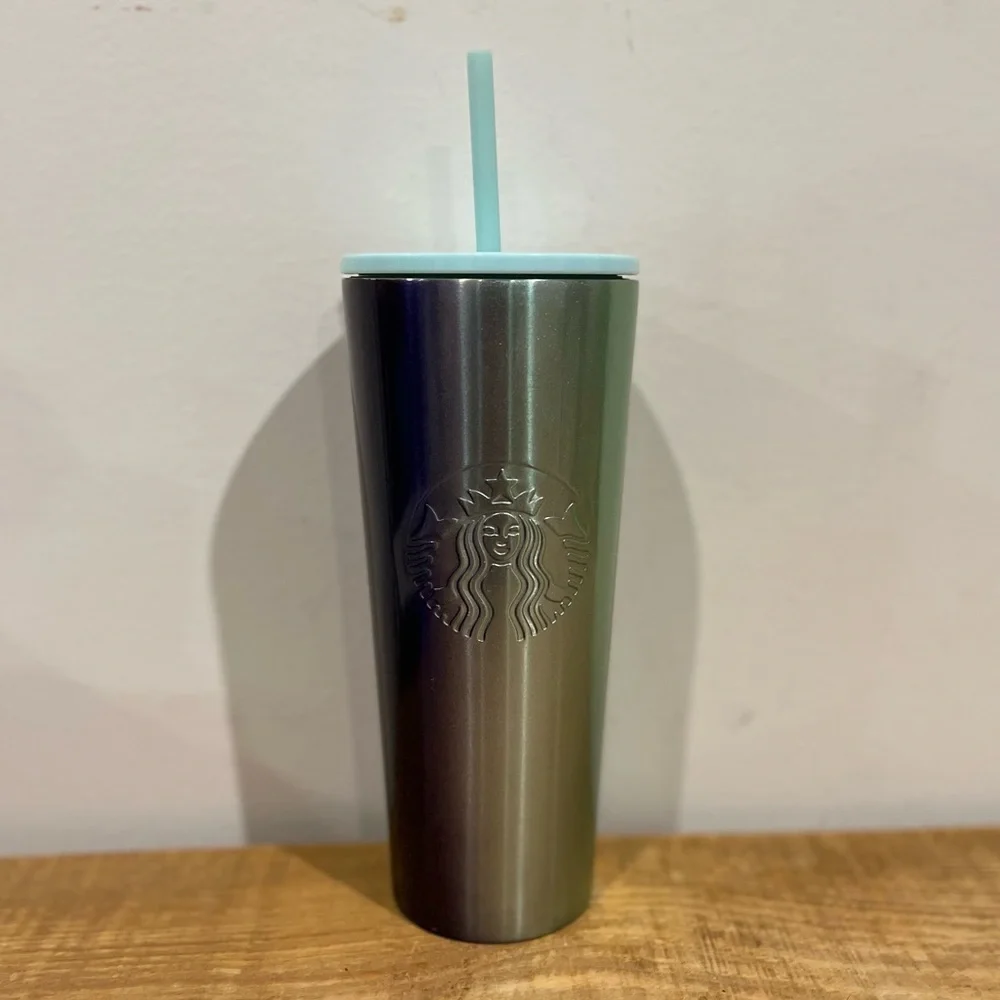 Starbucks purple green ombré glitter metallic‎ cup